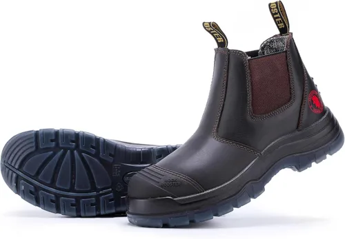 Miniatura 10 de ROCKROOSTER Botas de trabajo para hombre, 7 pulgadas, puntera de acero, cremallera lateral, zapatos de cuero, control estático, transpirables