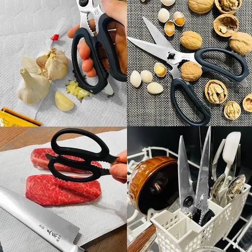 Miniatura 5 de CANARY Tijeras de cocina japonesas resistentes de 8.2 pulgadas, fabricadas en Japón, aptas para lavavajillas, tijeras de cocina multiusos, acero