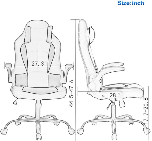 Miniatura 3 de Silla de juegos de PC de piel sintética, silla giratoria giratoria para tareas de carreras, sillas de escritorio ergonómicas con respaldo alto