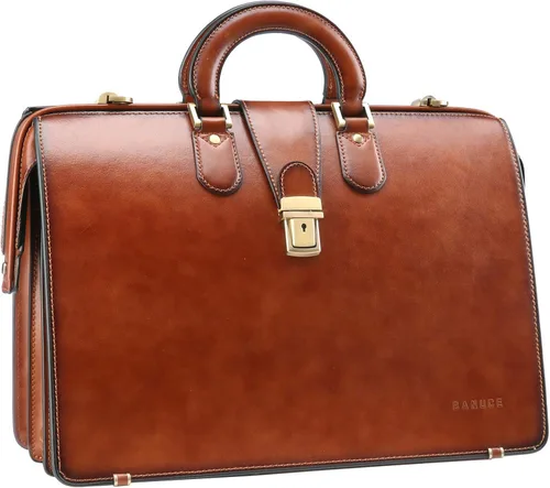 Banuce Vintage Leather Briefcase for Men with Lock Lawyer Attorney Bag Doctor Bag 15.6 Inch Laptop Attache Case Hard