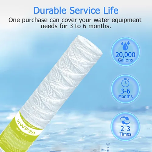 Miniatura 6 de Cartucho de filtro de agua de 5 micrones para toda la casa, filtros de sedimentos para heridas de cuerda para agua de pozo, reemplazo universal