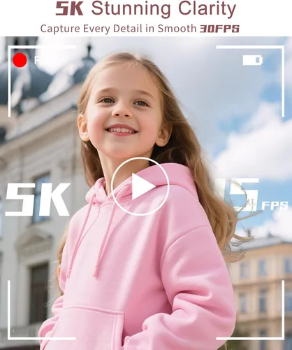 Miniatura 2 de FLATIC Cámara digital 5K, cámaras de 75 MP para fotografía con WiFi y tarjeta TF de 64 GB, cámara de vlogging automático para YouTube con pantalla