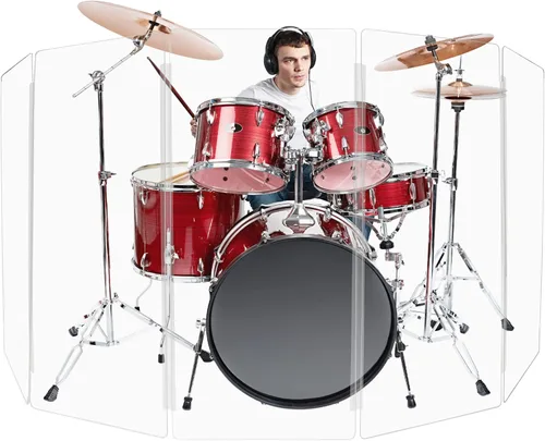 Miniatura 14 de PENNZONI Drum Shield de 4 pies con deflectores y bisagras de plástico, viene con 6 paneles de tambor, bisagras de plástico y conectores