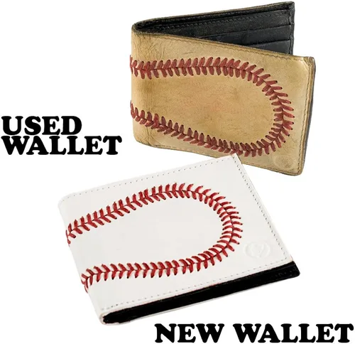 Miniatura 6 de Billetera de cuero de béisbol para hombre de Pro Style Sports, Blanco