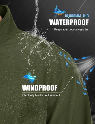 Miniatura 3 de MAGCOMSEN Chaqueta Softshell con forro polar para hombre, ligera, impermeable, cortavientos con cremallera, abrigo de lluvia para invierno