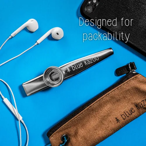 Miniatura 6 de The Original Blue Kazoo - Instrumento musical de aluminio - Mochila ultraligera Kazoo - Incluye bolsa de lona y mosquetón - Fácil de transportar