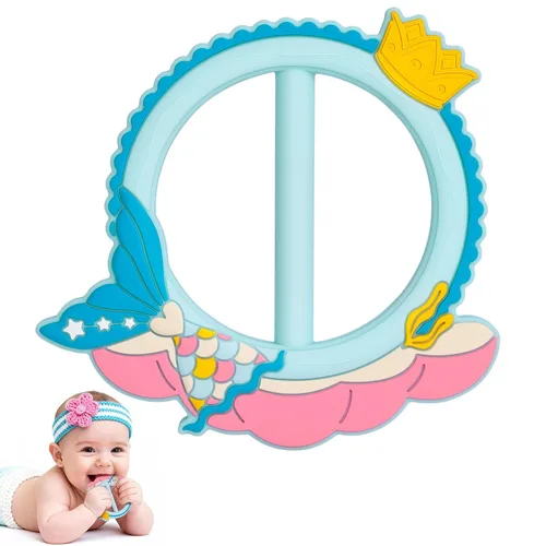 SHARE&CARE - Mordedor de sirena para bebés, juguete de dentición de silicona, regalo para mujer, para mamá, esposa, ella, juguete masticable para