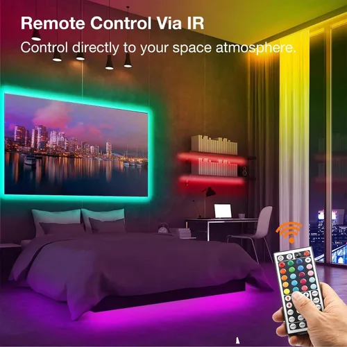 Miniatura 3 de VOLIVO Tiras de Luces LED de 50 Pies, Kit de Tiras de Luces LED que Cambian de Color con Control Remoto IR de 44 Teclas, Iluminación