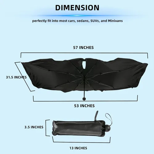 Miniatura 5 de Parasol para parabrisas plegable, universal, hatchback, sedán, SUV 57 x 31.5 Inch Windshield UV Shield for Full Front Window Coverage, Quick