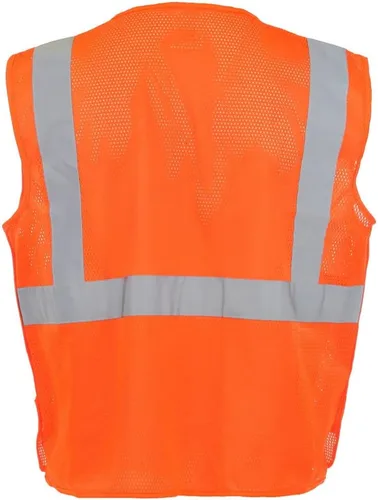 Miniatura 5 de J. J. Keller & Associates, Inc. Chaleco de seguridad de alta visibilidad, tipo R Clase 2, paquete de 5, SAFEGEAR Naranja