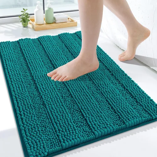 Miniatura 84 de Grandaily Alfombras de baño de felpilla a rayas de 24 x 16 pulgadas, extra gruesas y suaves, absorbentes, parte trasera de goma, alfombra de ducha