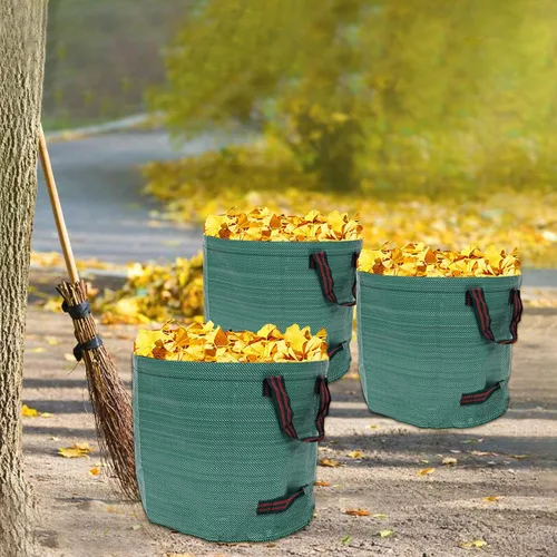 Miniatura 3 de 3 bolsas de basura reutilizables de 27 galones para jardín, plegables para exteriores, bolsas de basura independientes con asas, bolsas de basura