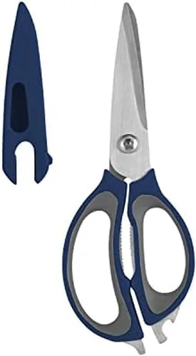 Miniatura 10 de Farberware Tijeras de cocina 4 en 1 con mango negro, tijeras de acero inoxidable de alto carbono con abridor de botellas, abridor de tarros