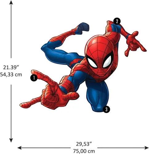 Miniatura 2 de RoomMates RMK5168GC Spider-Man Gráfico de Crecimiento Calcomanías de Pared Gigantes (despegar y pegar), Rojo, Azul