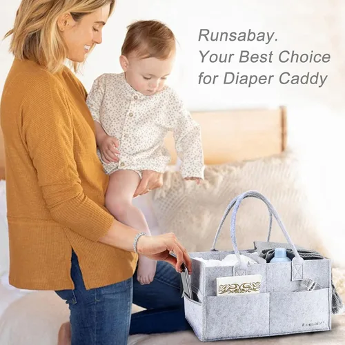 Miniatura 7 de Organizador Caddy de Pañales para Bebé, Cesta de Almacenamiento Portátil de Artículos Esenciales para Bebé para Mesa de Cambio, Cesta para Coche