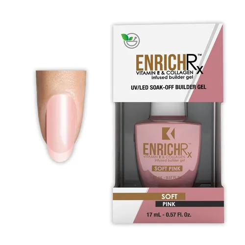 Miniatura 11 de KUPA EnrichRx Gel constructor, melocotón perfecto, vitamina E y colágeno infundido, cepillo de gel de remojo UV/LED en uñas naturales, 0.57 onzas
