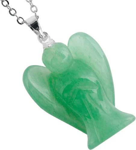 Miniatura 2 de TUMBEELLUWA Colgante de cristal de piedra curativa tallada a mano con cadena de aleación de metal