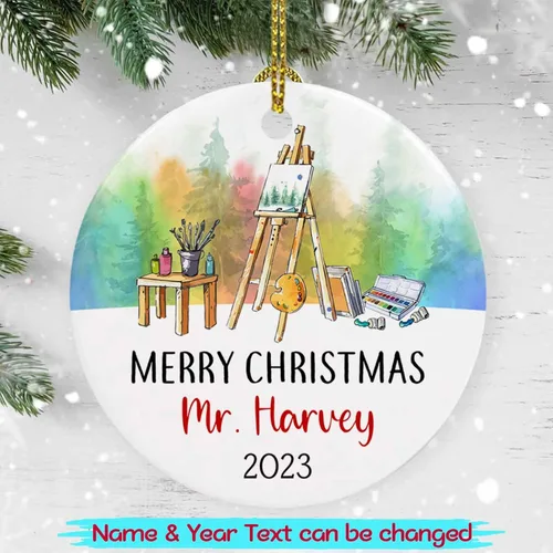 Miniatura 2 de Adorno de Navidad personalizado para artista, regalo de adorno de artista para árbol de Navidad, adorno de Navidad de pintor 2026, texto