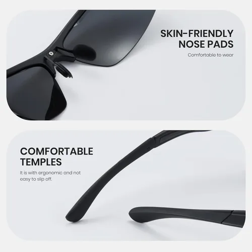Miniatura 6 de Cyxus Gafas de sol deportivas polarizadas para hombres y mujeres, para correr, ciclismo, pesca, golf, conducción, gafas de sol Tr90, 5-marco negro