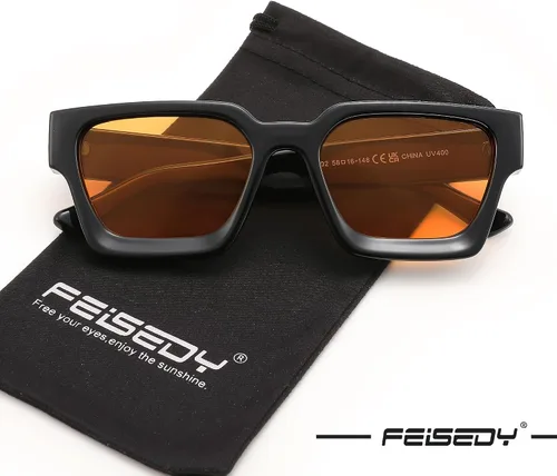 Miniatura 124 de FEISEDY Gafas de sol cuadradas retro de los años 90 para mujeres y hombres, gafas de sol rectangulares gruesas de moda con protección UV400 B2385