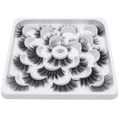 Miniatura 2 de DYSILK - 10 pares de pestañas de visón 6D, pestañas postizas dramáticas de volumen grueso pestañas postizas naturales suaves extensión maquillaje
