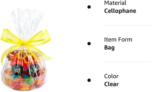 Miniatura 5 de Purple Q Crafts Bolsas transparentes de celofán de 12 x 18 pulgadas para cestas pequeñas y regalos de 1.2 mil de grosor (10 bolsas)