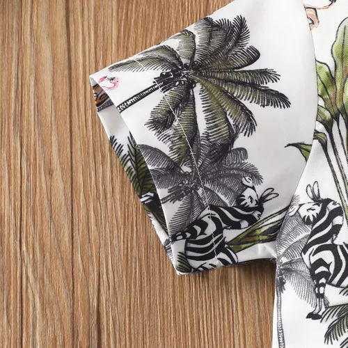 Miniatura 3 de Conjunto de camisa de manga corta con botones y pantalones cortos para bebé y niño, con estampado de verano