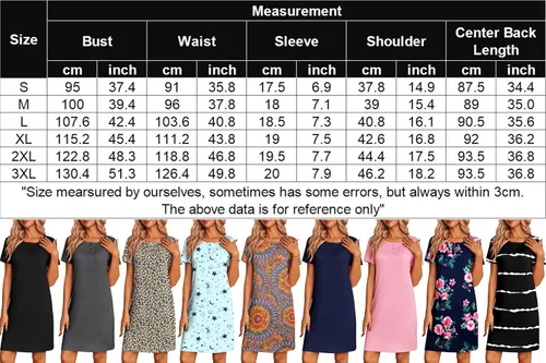 Miniatura 6 de Ekouaer Paquete de 3 camisones para mujer, ropa de dormir de manga corta, camiseta lisaestampada, vestido de dormir con botones