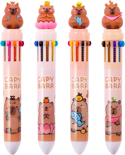 Miniatura 10 de Heliar Bolígrafo multicolor de 0.028 in, bolígrafos de colores 10 en 1, bolígrafos retráctiles de animales para oficina, suministros escolares