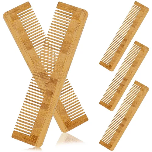Beavorty 5 peines de madera de bambú antiestático peine de madera natural peine de madera natural bigote peinado bolsillo peine para mujeres hombres