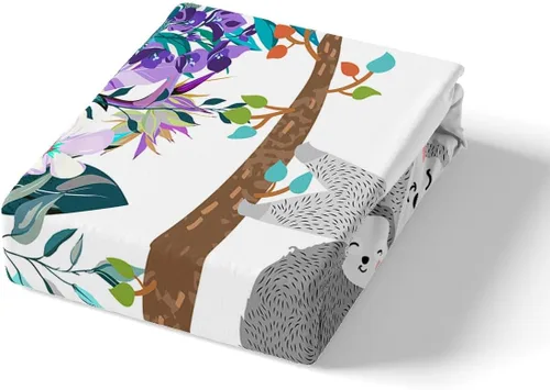 Miniatura 4 de Erosebridal Juego de ropa de cama de perezoso tamaño individual, adorable funda de edredón de perezoso en el árbol para niños y niñas, funda