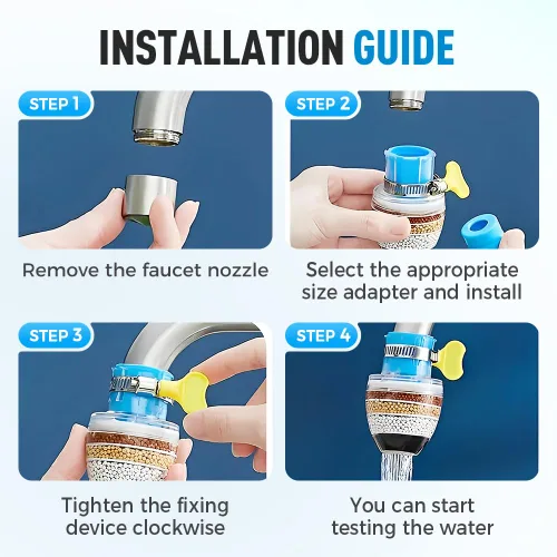 Miniatura 5 de Filtro de agua de carbón mágico, filtro de agua activado con cartucho de 6 capas, proporciona una fuerte presión de agua, adecuado para grifo de 1/2