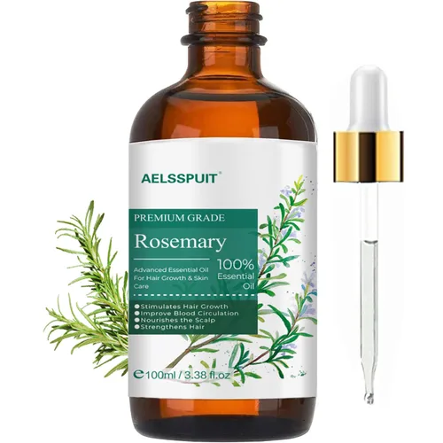 Aceite esencial de romero para el crecimiento del cabello y el cuidado del cuero cabelludo, 3.38 onzas líquidas (3.4 fl oz), aceite orgánico 100%