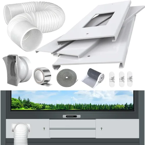Miniatura 5 de Kit portátil de ventana de CA + manguera de ventilación de aire acondicionado para ventanas corredizas de doble colgado/pequeñas de 26-47 pulgadas