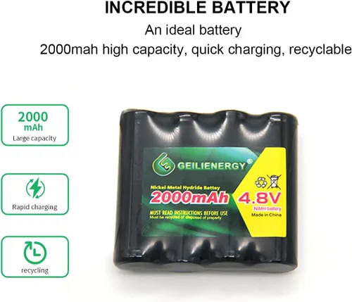 Miniatura 4 de Paquete de 2 baterías de receptor NiMH RX de 4.8 V 2000 mAh con conectores Hitec compatibles con receptores RC, aviones RC y más