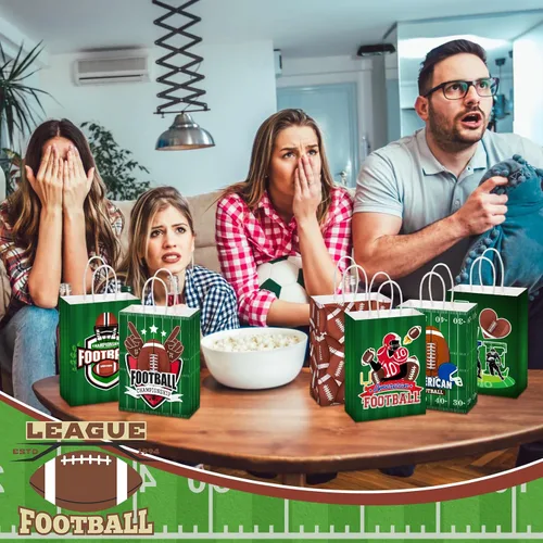Miniatura 5 de Outus 24 bolsas de papel para fiesta de fútbol, regalo de fútbol, bolsas de papel con asas, pelota deportiva, bolsa de dulces para pelotas