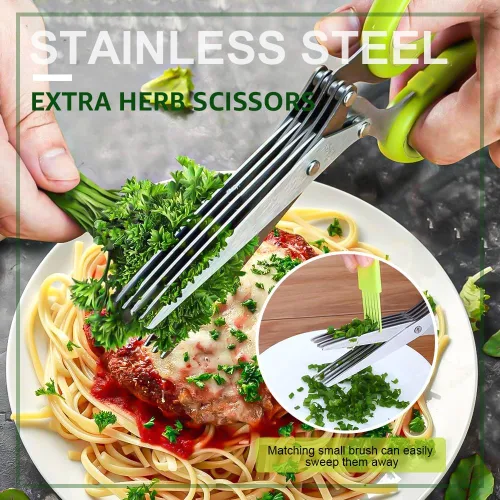 Miniatura 6 de ONEBOM - Tijeras de cocina, tijeras de cocina resistentes con hoja dentada para cortar carne, alimentos, pescado, aves de corral, accesorios de Oro