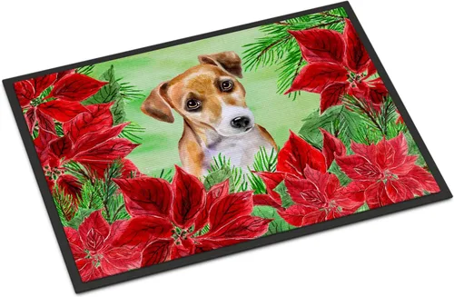 Miniatura 172 de Caroline's Treasures CK1311MAT Cavalier Spaniel Poinsettas - Felpudo de 18 x 27 pulgadas, tapete para puerta delantera, interior y exterior