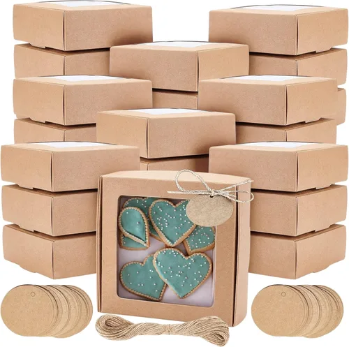Miniatura 10 de 30PCS Cookie Boxes Black with Window - 4.13 x 4.13 x 1.18 Inch Durable Packaging for Baked Goods Small Bakery Containers for Pastries Gift Giving
