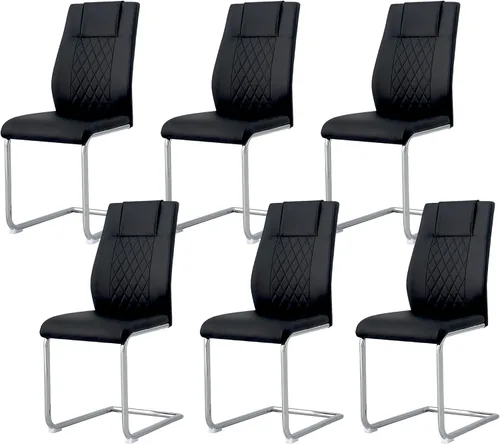 Miniatura 9 de Juego de 4 sillas de comedor, sillas de cocina, sillas de metal modernas con asiento acolchado de piel sintética con respaldo alto y patas cromadas