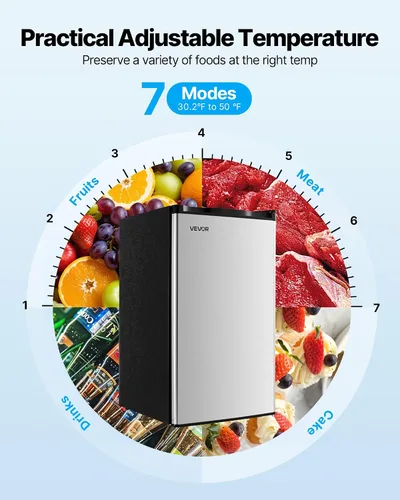 Miniatura 4 de VEVOR Mini refrigerador de 3.2 pies cúbicos con congelador, refrigerador compacto de una sola puerta con zona de congelador de micrones, temperatura