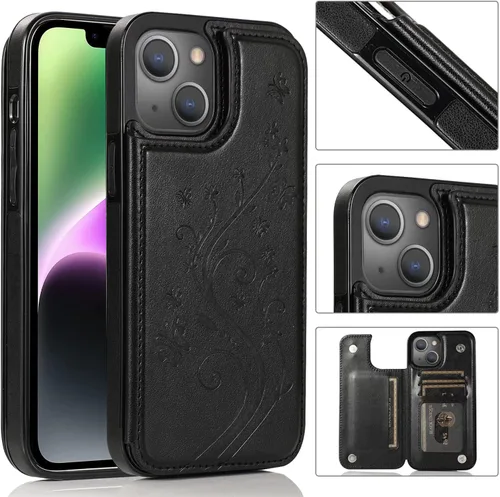 Miniatura 2 de Asuwish Funda compatible con iPhone 15 de 6.1 pulgadas con protector de pantalla de vidrio templado y tarjetero con soporte para tarjetero, soporte