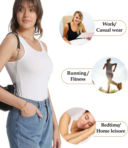 Miniatura 5 de wirarpa Camisetas sin mangas de algodón para mujer, cómodas, capa base, paquete de 2