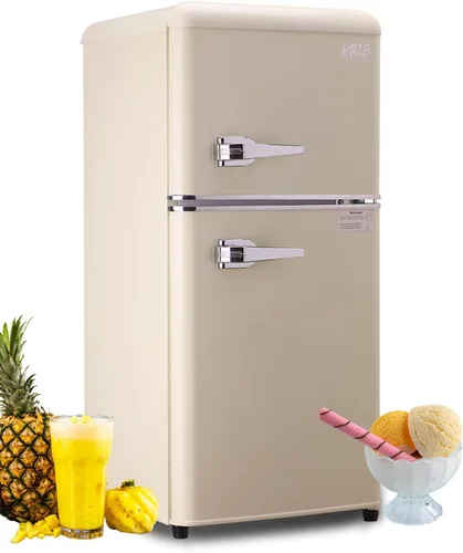 Miniatura 7 de KRIB BLING Refrigerador de 3.5 pies cúbicos con congelador, refrigerador de 2 puertas con control de termostato ajustable, refrigerador para cocina