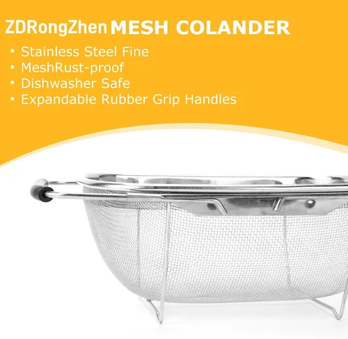 Miniatura 5 de ZDRongZhen Accesorios de Cocina Colador Escurridor Cesta Sobre el Fregadero, Colador de Acero Inoxidable con Agarre de Goma Expandible Escurridor