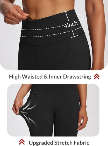 Miniatura 38 de baleaf Leggings con forro polar para mujer, impermeables, pantalones de senderismo de invierno, mallas térmicas para correr, bolsillos