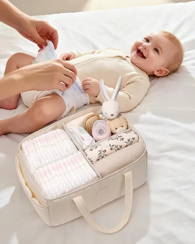 Miniatura 6 de Organizador de pañales para bebés, cesta de almacenamiento de pañales con asa, organizador de auto para niños y niñas y nuevos padres, baby shower