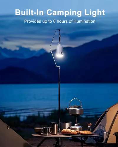 Miniatura 7 de Bomba de aire recargable portátil para inflables, 5 boquillas, velocidad del viento de 350 l/min y luz de campamento, inflado rápido y desinflado