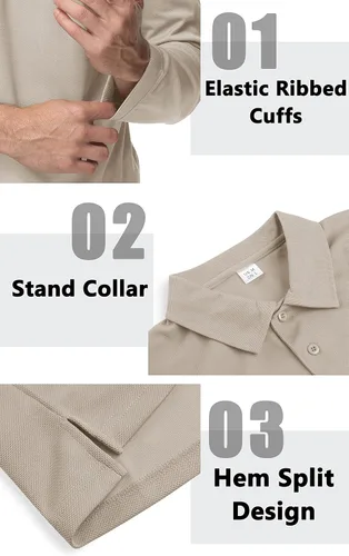 Miniatura 4 de TACVASEN - Camiseta de cuello polo táctica para hombre, diseño de manga larga y corta, para deportes y uso al aire libre