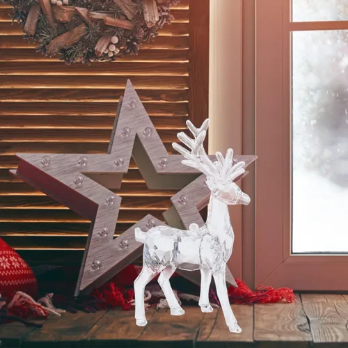 Miniatura 6 de ARTIBETTER 2 piezas de decoración de cristal de alce de Navidad, adornos de mesa transparentes, figuras de reno, adornos de reno, decoración de alce